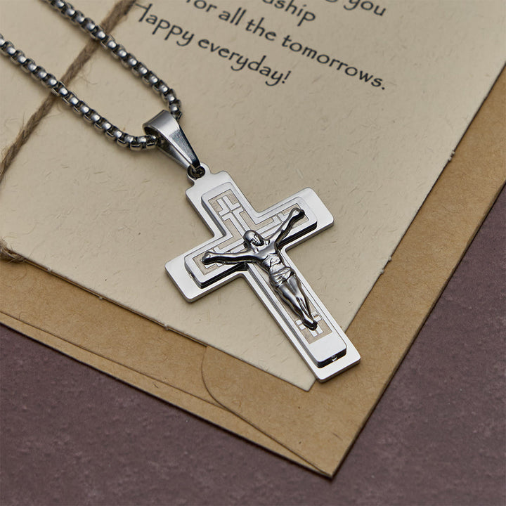 Christianartworkshop Klassische Halskette mit Jesus-Kruzifix-Anhänger: Mehrfarbiges Metallhandwerk - Silber - image 5