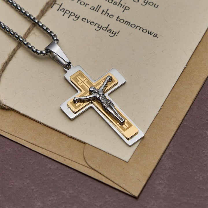 Christianartworkshop Klassische Halskette mit Jesus-Kruzifix-Anhänger: Mehrfarbiges Metallhandwerk - Golden & Silber - image 4