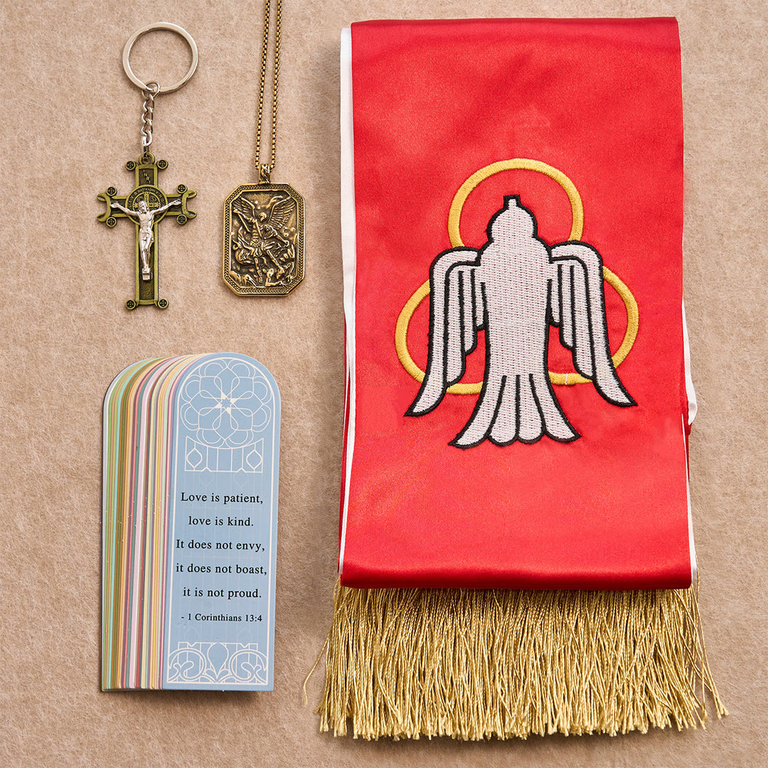 Christianartworkshop Segensset „Schutzpatron und Gnade“ des Heiligen Michael für Gebete und Besinnung in der Tasche - Retro-goldene Halskette - image 9