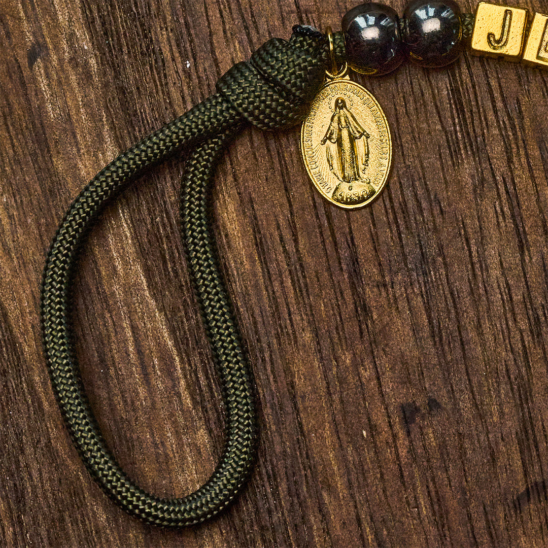 Christianartworkshop Hämatit-Perlen, kompakter Gebetstaschen-Rosenkranz mit Kruzifix und personalisiertem JESUS-Brief - image 9