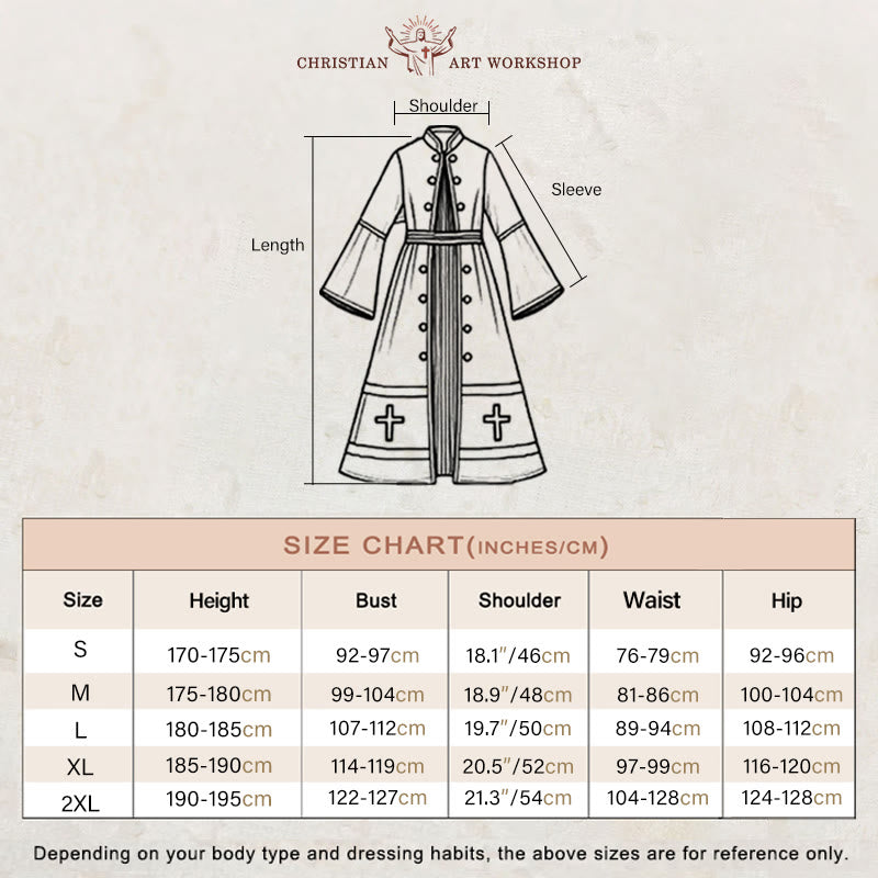 Christianartworkshop Schwarze Geistliche Robe im mittelalterlichen Stil mit Gürtel mit Kreuzquaste und Schalkragen - image 1