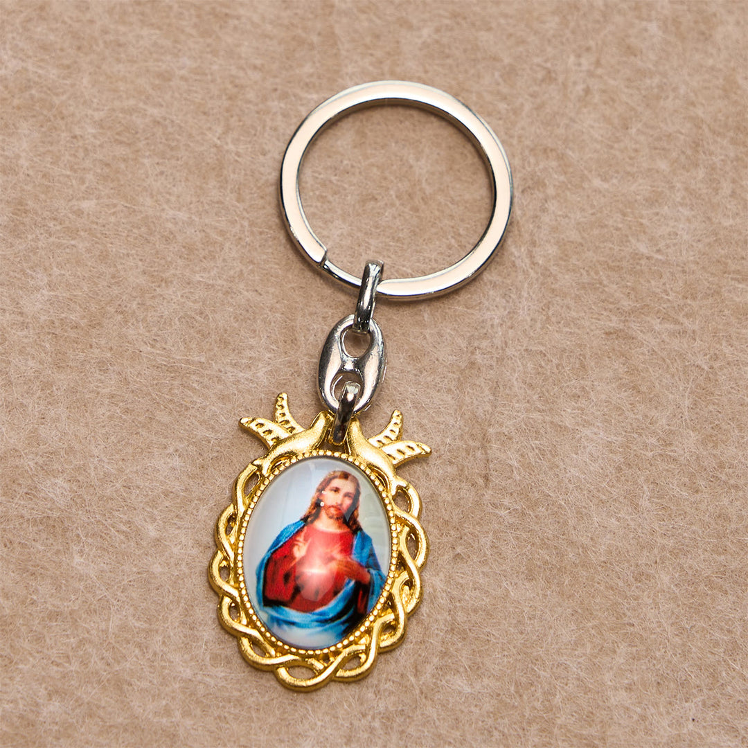 Christianartworkshop Schwarzes goldenes Kreuz-Segensset mit Madonna und Schriftkreuz: Lebe im Glauben - image 11