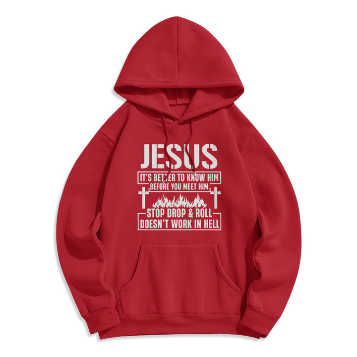 Christianartworkshop Jesus-Kreuz- und Flammengrafik mit Glaubensslogan, Fleece-gefütterter Polyester-Kapuzenpullover - Rot - 2XL - image 8