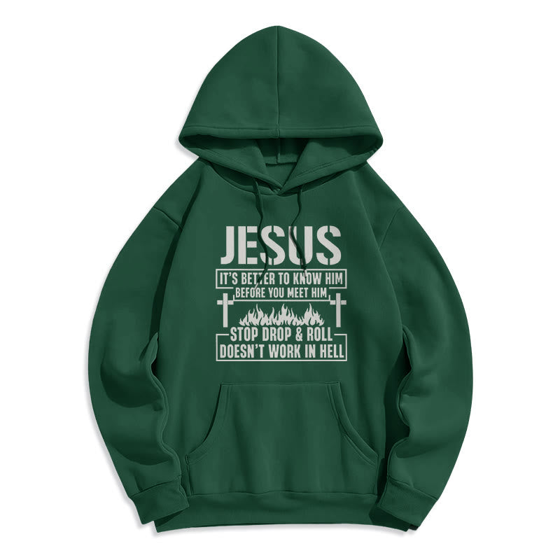 Christianartworkshop Jesus-Kreuz- und Flammengrafik mit Glaubensslogan, Fleece-gefütterter Polyester-Kapuzenpullover - Grün - 2XL - image 7