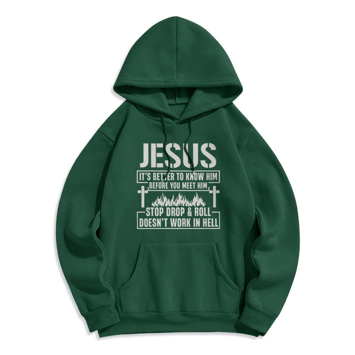 Christianartworkshop Jesus-Kreuz- und Flammengrafik mit Glaubensslogan, Fleece-gefütterter Polyester-Kapuzenpullover - Grün - 2XL - image 7