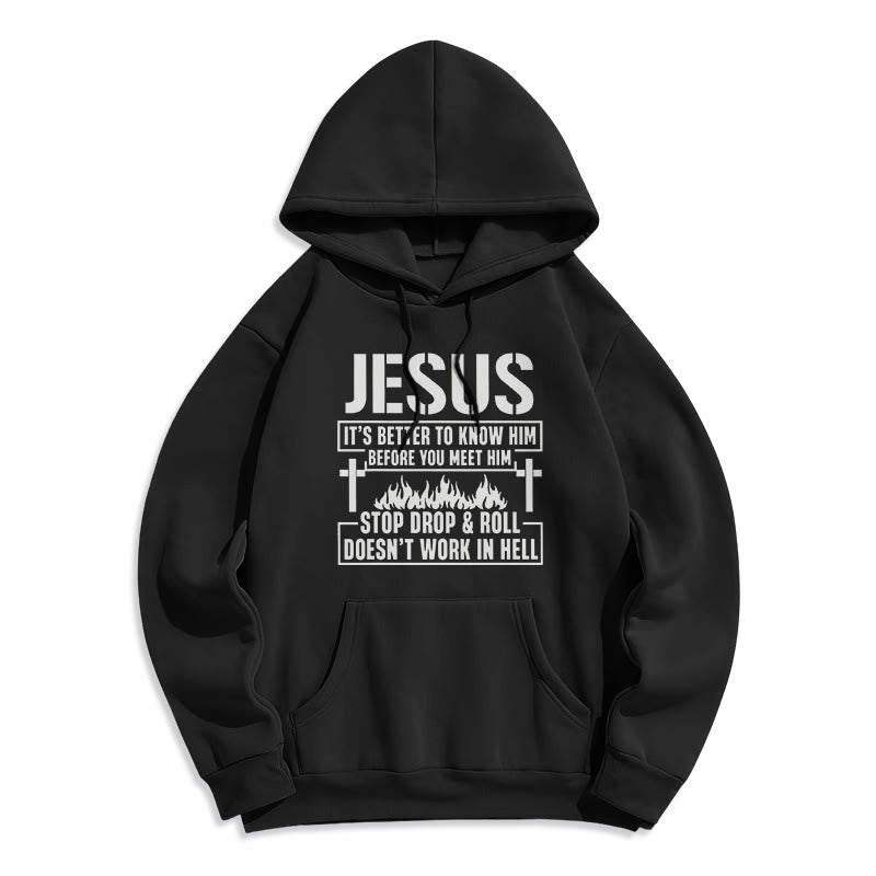 Christianartworkshop Jesus-Kreuz- und Flammengrafik mit Glaubensslogan, Fleece-gefütterter Polyester-Kapuzenpullover - Schwarz - 2XL - image 6