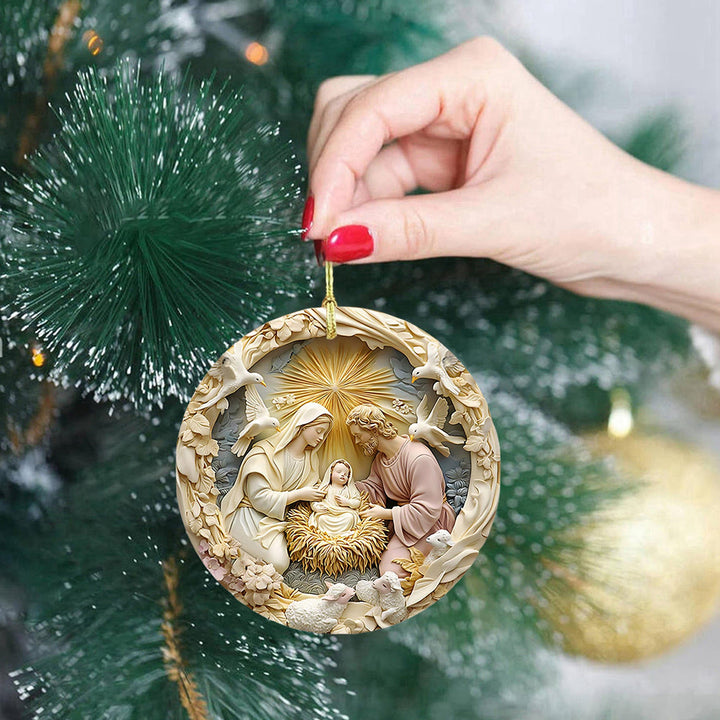 Christianartworkshop Weihnachtskrippe Heilige Familie mit Bethlehem-Stern und Tauben, hängende Ornamente - image 2