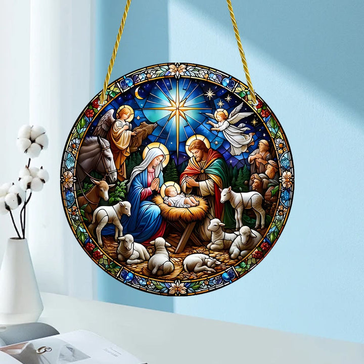 Christliche Kunstwerkstatt Kathedralenstil Saphirnacht Krippenszene Hängende Ornamente - image 6