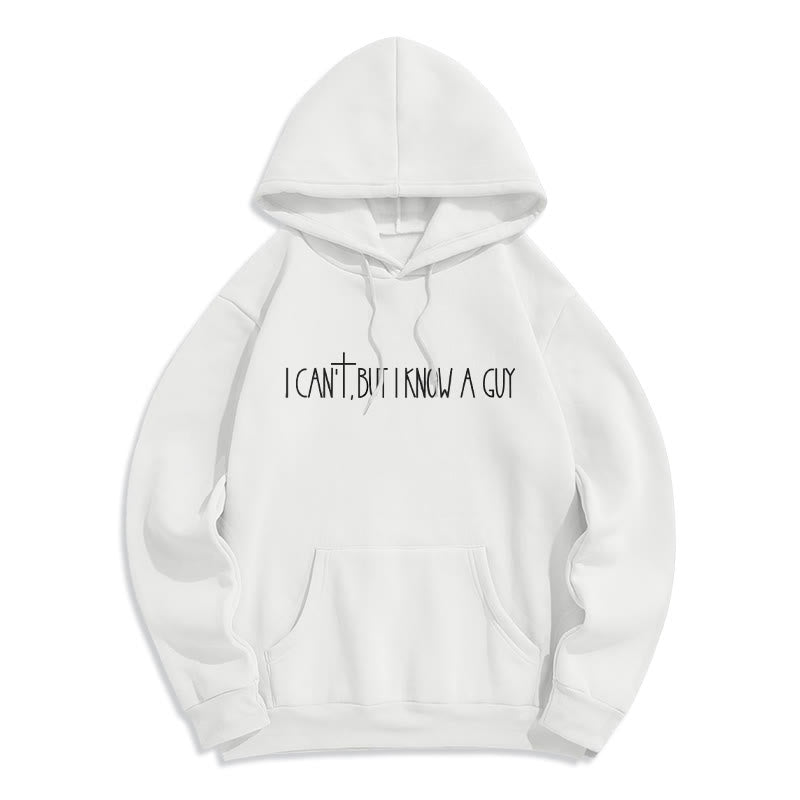 Christianartworkshop Ich kann nicht, aber ich kenne einen Mann mit Kreuz Fleecegefütterter Polyester-Hoodie - Weiß - 2XL - image 1