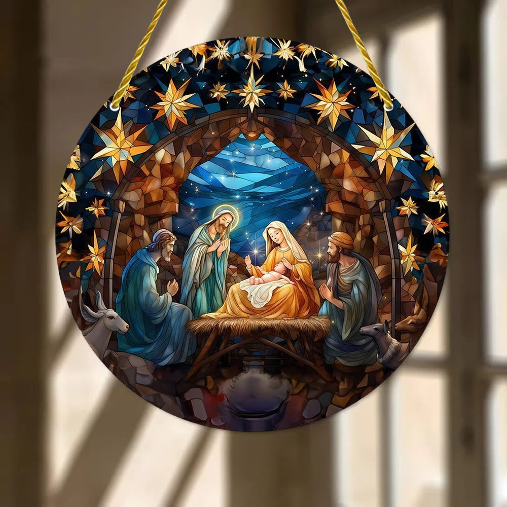 Christianartworkshop 7 Ästhetische Stile Kathedrale Mitternachtsblaue Krippen-Hängeornamente - D - 7,87 Zoll / 20 cm - image 3