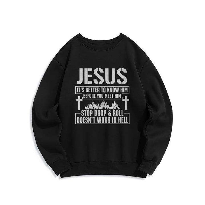 Christianartworkshop Jesus-Kreuz- und Flammengrafik mit Glaubensslogan, Fleece-gefüttertes Polyester-Sweatshirt - Schwarz - 2XL - image 4