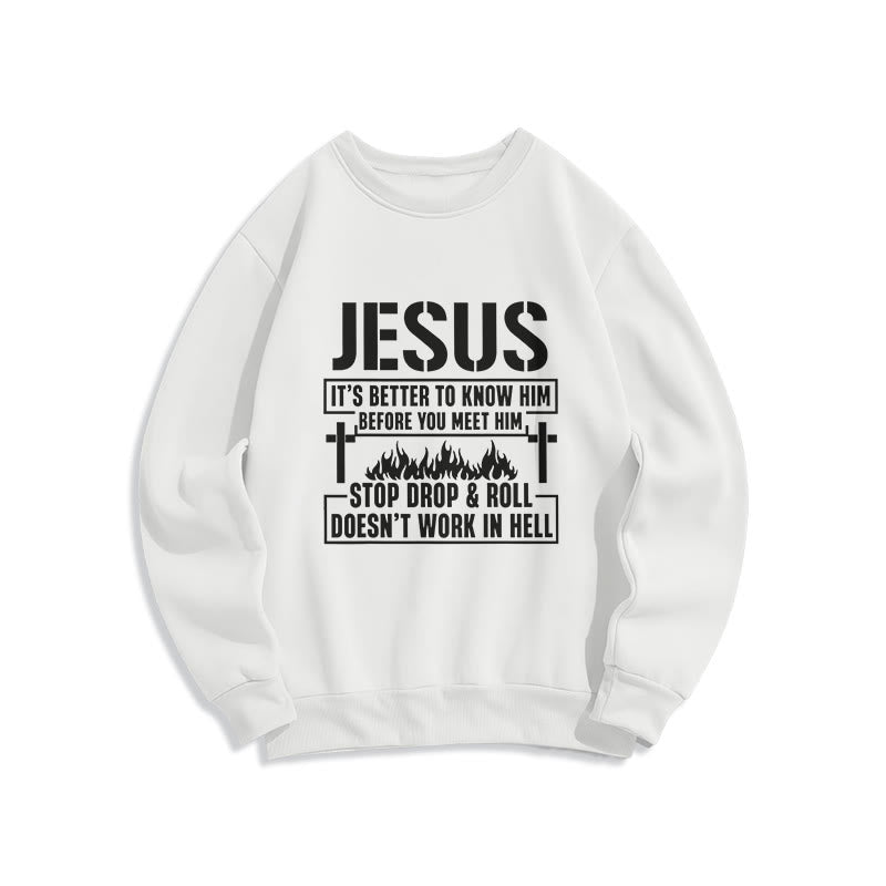 Christianartworkshop Sweatshirt mit Jesus-Kreuz- und Flammenmotiv und Glaubensslogan, gefüttert mit Fleece, Polyester - Weiß - 2XL - image 2