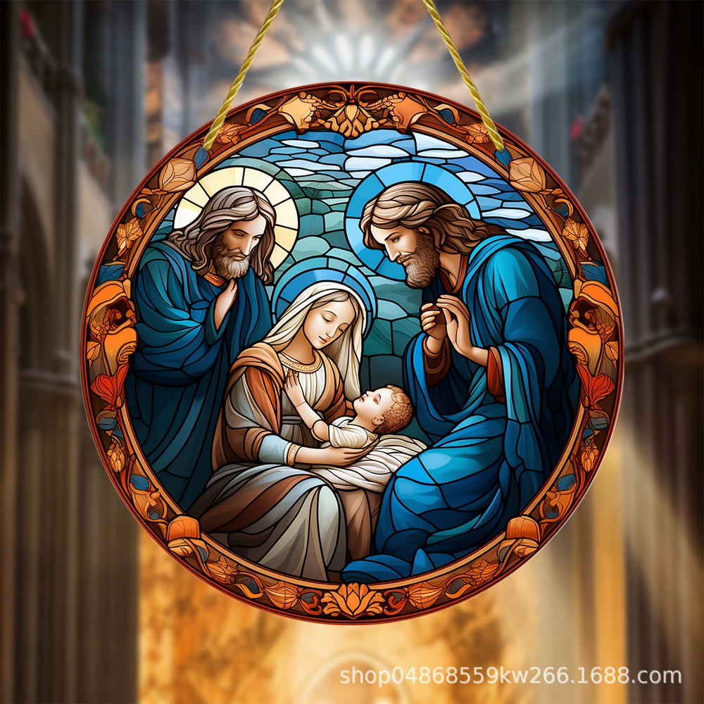 Christianartworkshop Light of Tahe World Collection: Heilige Familie, Anbetungs- und Segensszenen, hängende Ornamente - B - 7,87''/20 cm - image 1