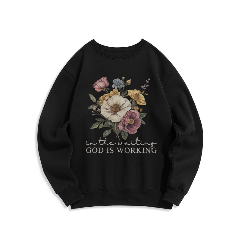 Christianartworkshop Sweatshirt mit Fleecefutter aus Polyester mit Vintage-Blumen- und Glaubensslogan „Daily Devotion“ - Schwarz - 2XL - image 0