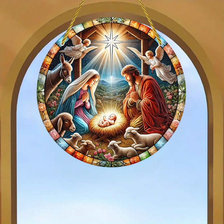 Christliche Kunstwerkstatt: Krippenszenen im Buntglasstil & Strahlende Christus-Hängeornamente - image 3