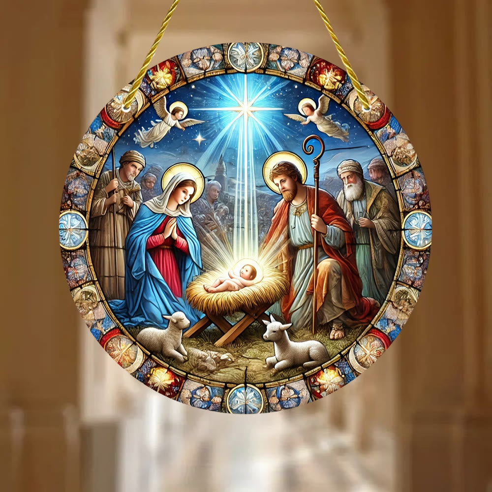 Christliche Kunstwerkstatt: Krippenszenen im Buntglasstil & Strahlende Christus-Hängeornamente - image 1