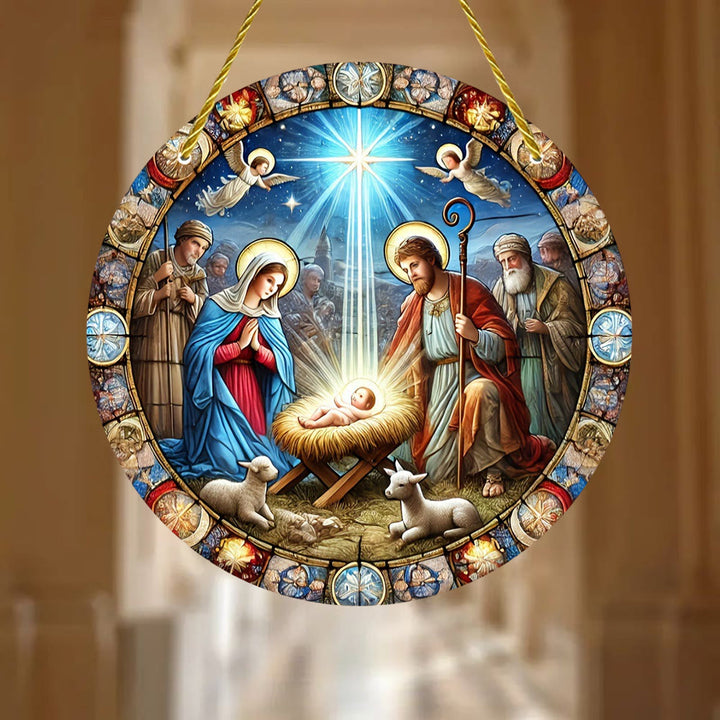Christliche Kunstwerkstatt: Krippenszenen im Buntglasstil & Strahlende Christus-Hängeornamente - image 1