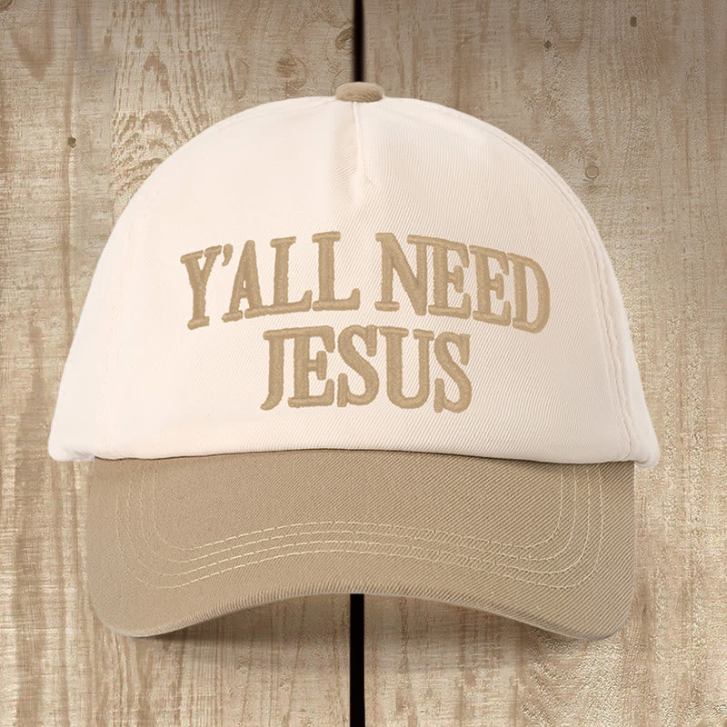 Christianartworkshop Y'ALL NEED JESUS Tägliche Farbe – Blockhut: Glaubenserinnerung für ungezwungene Momente - Beige mit Khaki - image 0