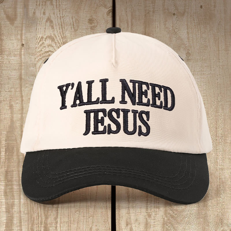 Christianartworkshop Y'ALL NEED JESUS Tägliche Farbe – Blockhut: Glaubenserinnerung für ungezwungene Momente - Beige mit Schwarz - image 1