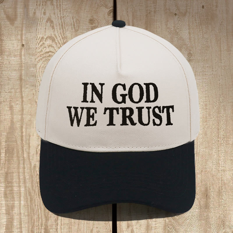 Christianartworkshop IN GOD WE TRUST Outdoor Color – Blockierte Baseballmütze: Tägliche Erinnerung an den Glauben - Beige mit Schwarz - image 0