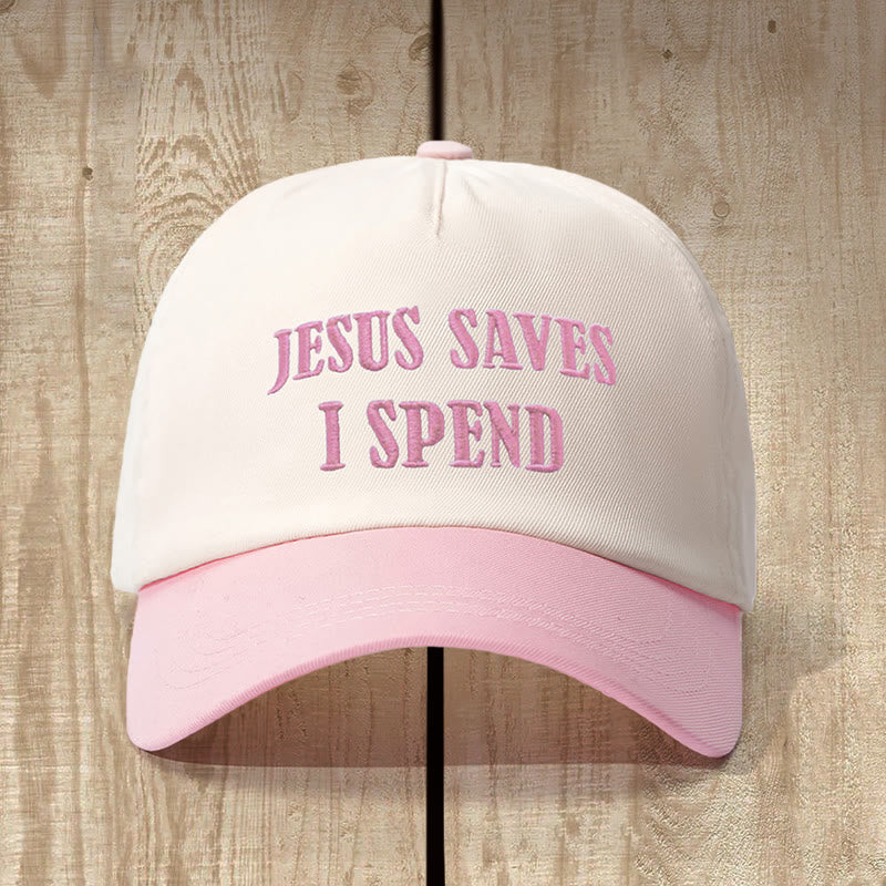 Christianartworkshop Jesus Saves I Spend Color – Blockhut: Treuer Humor für den Alltag - Beige mit Pink - image 0