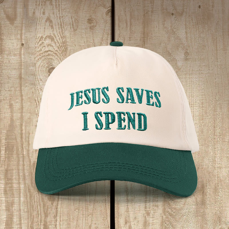 Christianartworkshop Jesus Saves I Spend Color – Blockhut: Treuer Humor für den Alltag - Beige mit Grün - image 1