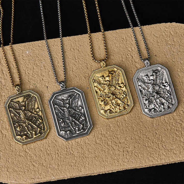 Christianartworkshop Klassische Halskette mit Anhänger aus Edelstahl – Schutzsymbol des Erzengels Michael - image 24