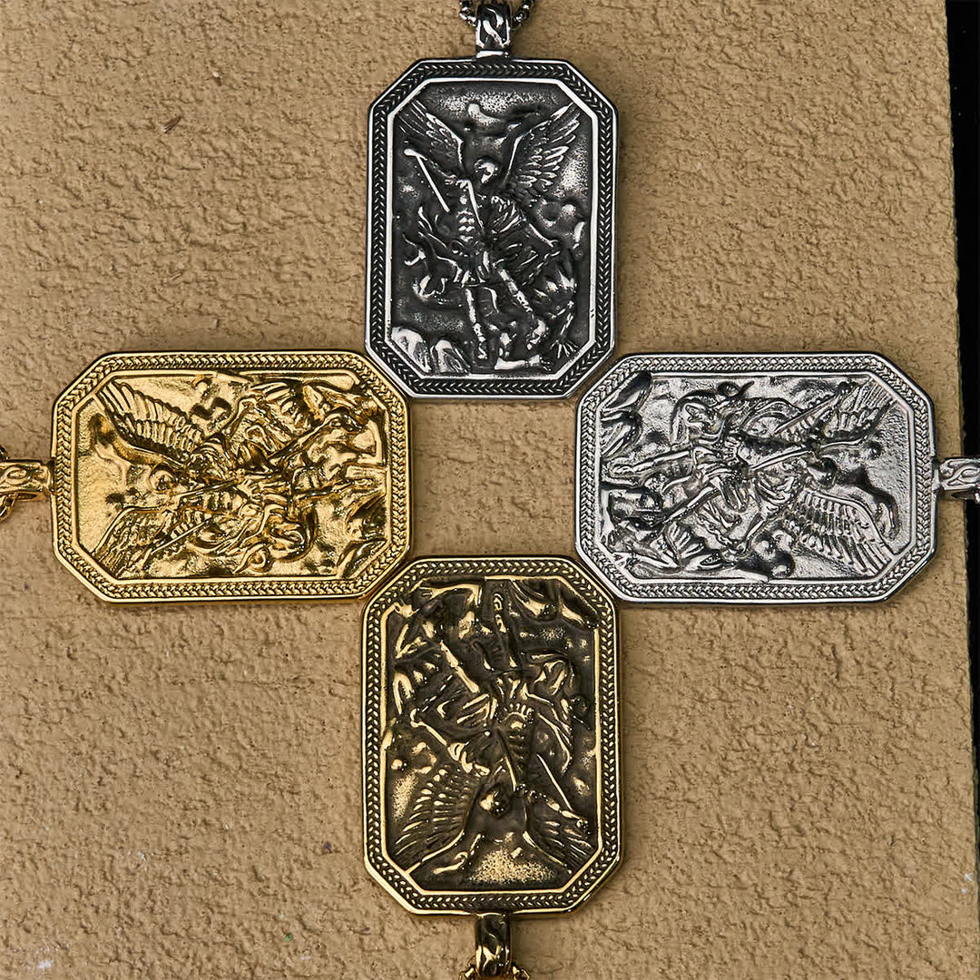 Christianartworkshop Klassische Halskette mit Anhänger aus Edelstahl – Schutzsymbol des Erzengels Michael - image 25