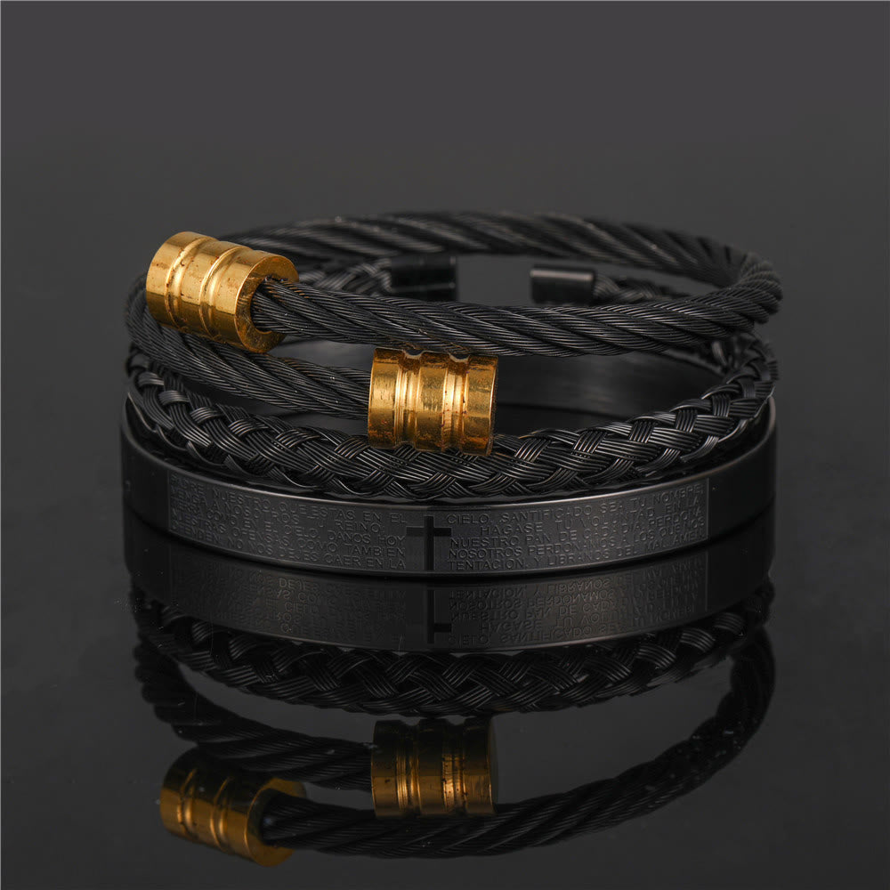 Christianartworkshop Armband im minimalistischen Stil mit Spiralflechtmuster und Vaterunser - Gold - Schwarz - image 7
