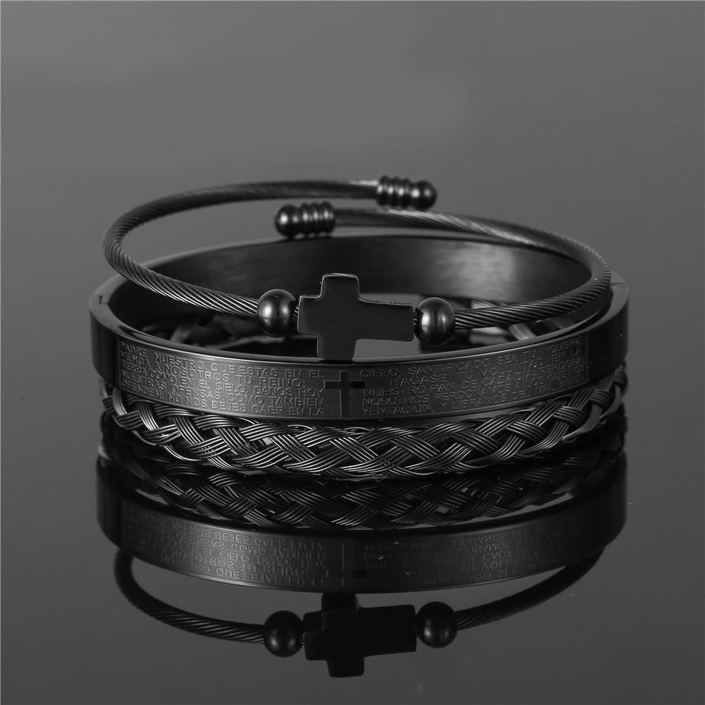 Christianartworkshop Armband im minimalistischen Stil mit Spiralflechtmuster und Vaterunser - Schwarz - A - image 5