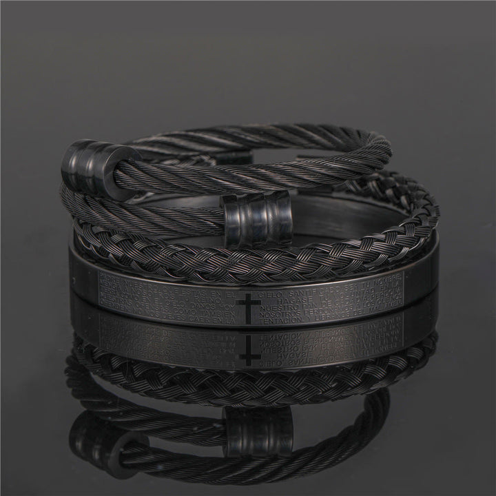Christianartworkshop Armband im minimalistischen Stil mit Spiralflechtmuster und Vaterunser - Schwarz - B - image 6