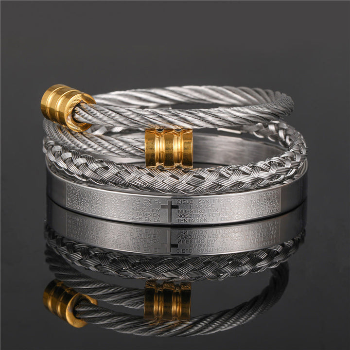 Christianartworkshop Armband im minimalistischen Stil mit Spiralflechtmuster und Vaterunser - Gold - Silber - image 4