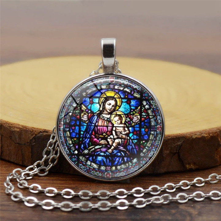 Christianartworkshop Wählen Sie Ihre Segenskette „Strahlender Glaube“: Madonna mit Kind oder Rosen von Guadalupe - Madonna mit Kind - Silber - image 1