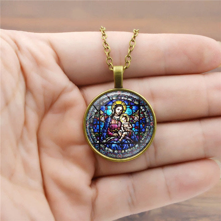 Christianartworkshop Wählen Sie Ihre Segenskette „Strahlender Glaube“: Madonna mit Kind oder Rosen von Guadalupe - Madonna mit Kind - Antike Bronze - image 2