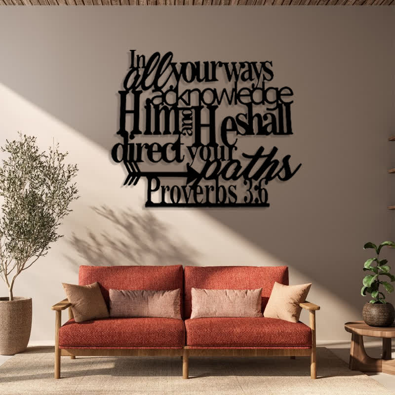 Christianartworkshop Sprüche 3:6 Schwarzes Metall-Wandschild mit Pfeil: Geistliche Wegweisung - image 1