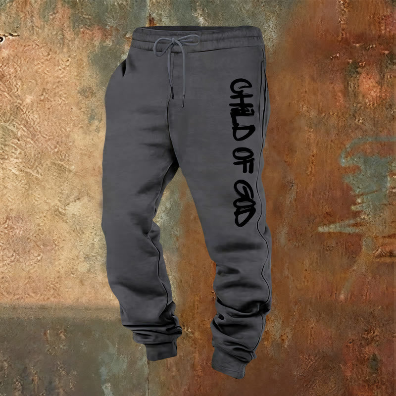 Christianartworkshop – Jogginghose mit Glaubenszitat „Kind Gottes“ und fettgedruckten Buchstaben - Warmgrau - 2XL - image 12
