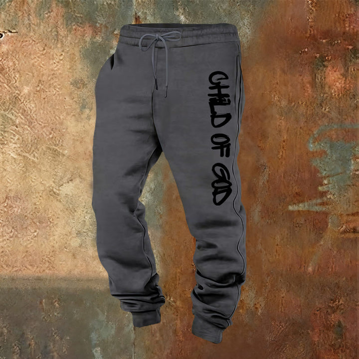 Christianartworkshop – Jogginghose mit Glaubenszitat „Kind Gottes“ und fettgedruckten Buchstaben - Warmgrau - 2XL - image 12