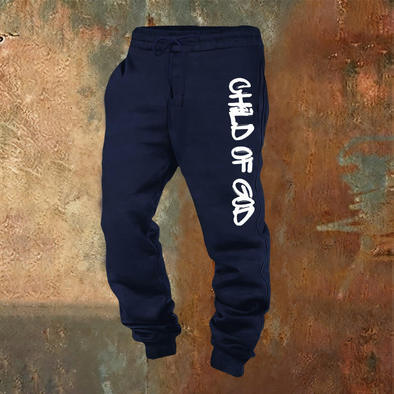 Christianartworkshop – Jogginghose mit Glaubenszitat „Kind Gottes“ und fettgedruckten Buchstaben - Marineblau - 2XL - image 4