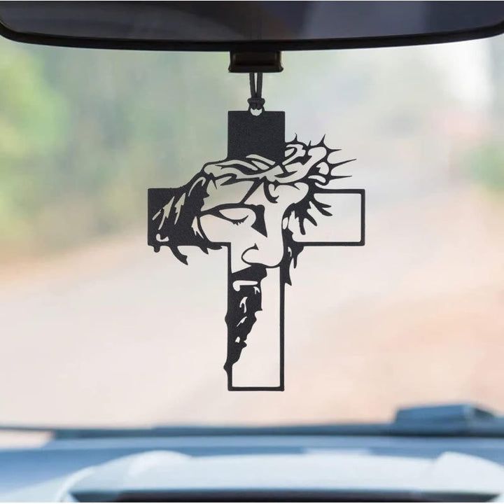 Christianartworkshop Reisebegleiter Jesus Dornenkrone Kreuz Autoanhänger - JESUS mit Dornen - image 1