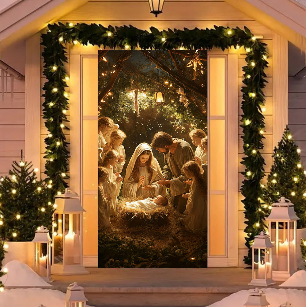 Türvorhang „Weihnachtsgeschichte“ von Christianartworkshop: Frohe Weihnachten & täglicher Segen - 36''*80''/91cm*203cm - image 0