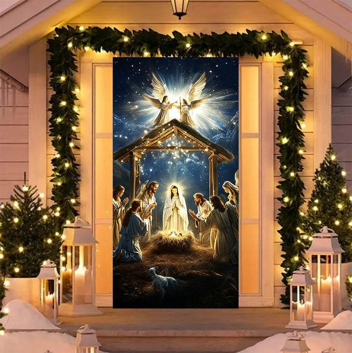 Christianartworkshop Türvorhang „Engelhafte Krippe“: Weihnachtlicher Glaube & Himmlische Gegenwart - image 4