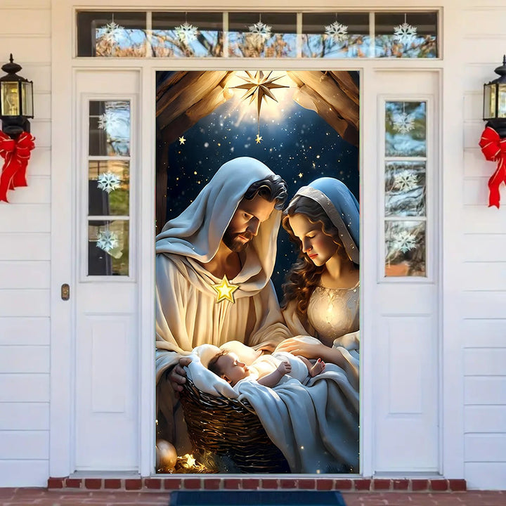 Christianartworkshop Türvorhang „Göttliche Geburt Christi“: Schaffen Sie einen weihnachtlichen, heiligen Raum zu Hause - 36''*80''/91cm*203cm - image 0