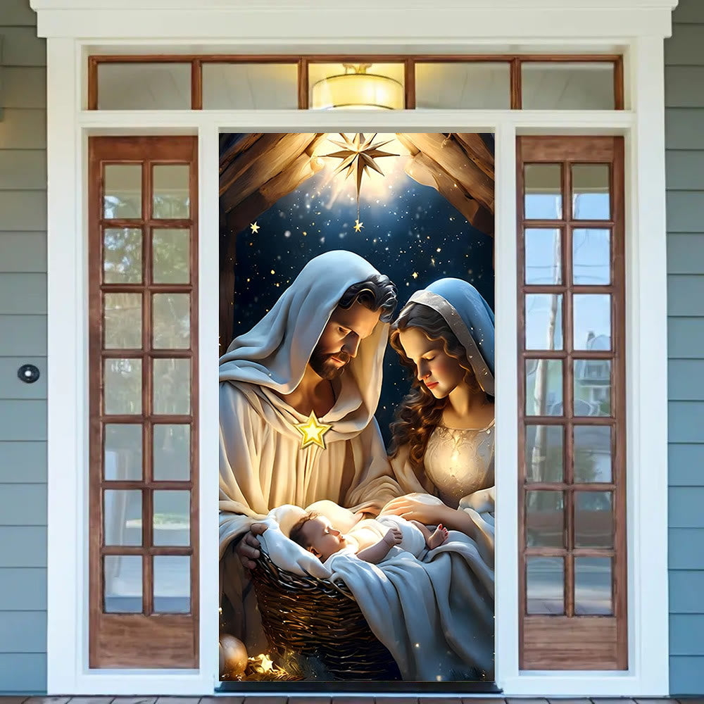 Christianartworkshop Türvorhang „Göttliche Geburt Christi“: Schaffen Sie einen weihnachtlichen, heiligen Raum zu Hause - image 1