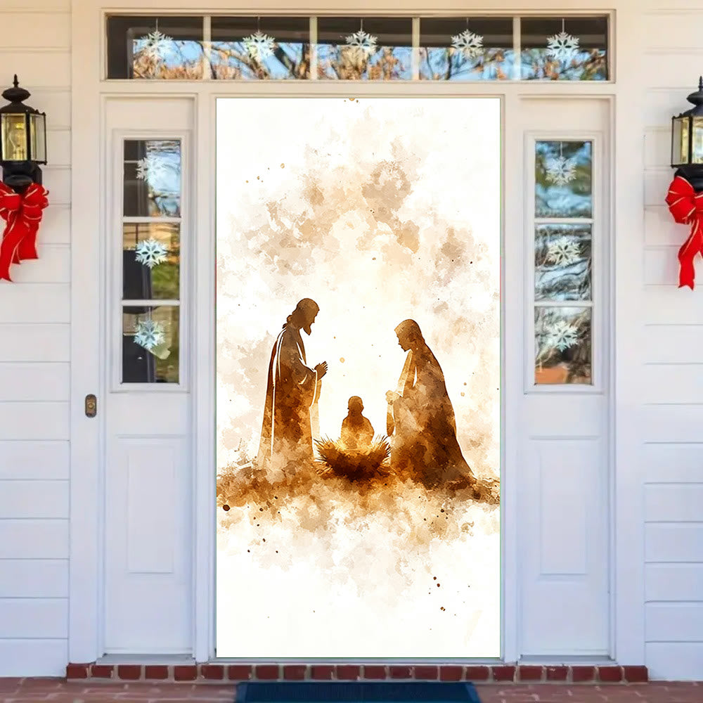 Türvorhang mit Aquarell-Weihnachtsmotiv: Weihnachtlicher Glaube & friedvoller Charme - image 2