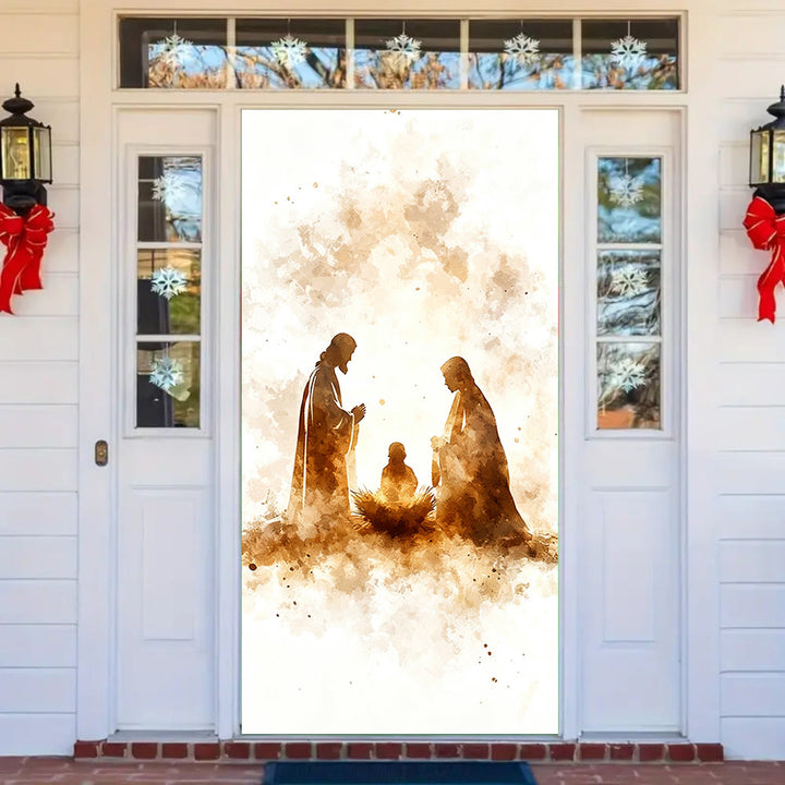 Türvorhang mit Aquarell-Weihnachtsmotiv: Weihnachtlicher Glaube & friedvoller Charme - image 2