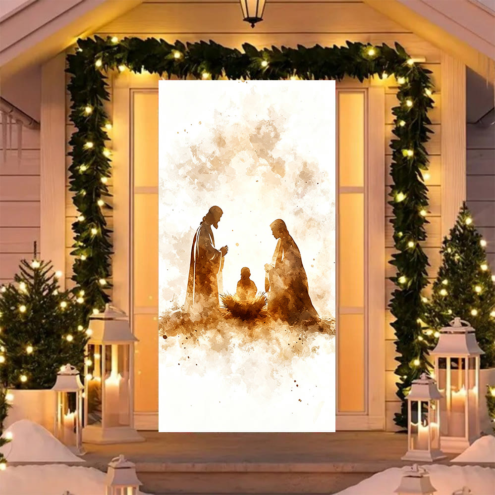 Türvorhang mit Aquarell-Weihnachtsmotiv: Weihnachtlicher Glaube & friedvoller Charme - image 4