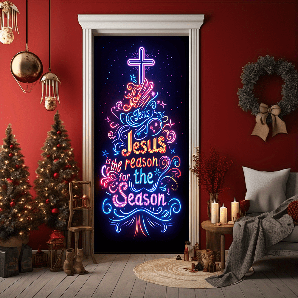 Christianartworkshop Jesus Reason Neon-Türvorhang: Treuer Begleiter & Festliche Stimmung für jeden Tag - 36''*80''/91cm*203cm - image 0