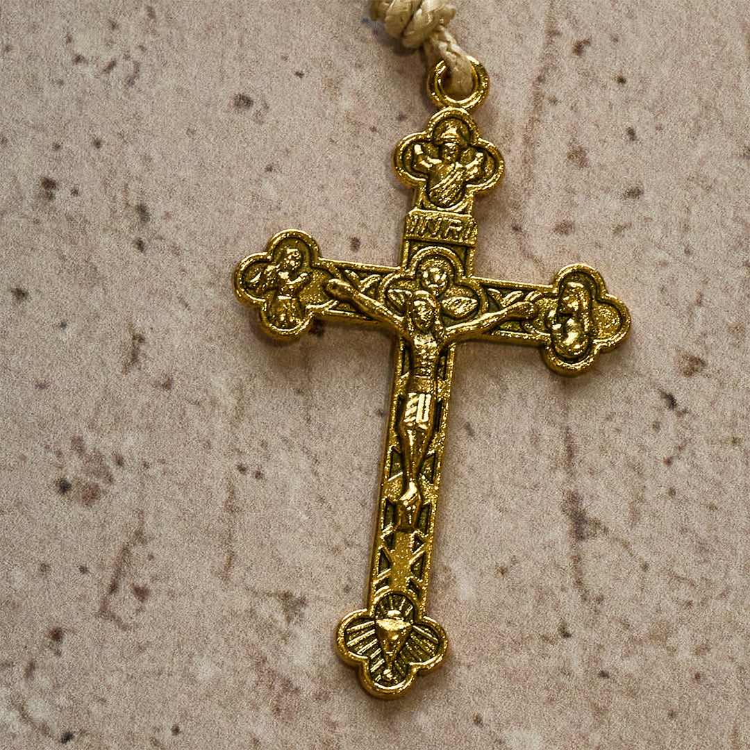 Weihnachtsrosenkranz aus Glasperlen von Christianartworkshop: Medaille Unserer Lieben Frau von Guadalupe & Goldenes Kruzifix - image 10