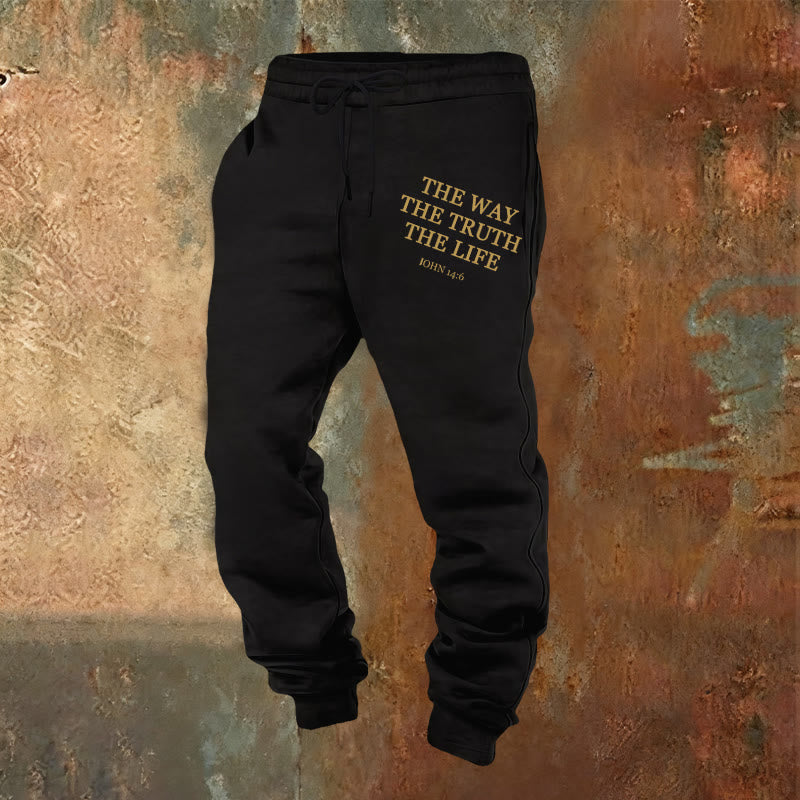 Christianartworkshop Glaube in Bewegung Johannes 14,6 Zitat Jogginghose: Lebe das Versprechen - Schwarz - 2XL - image 4