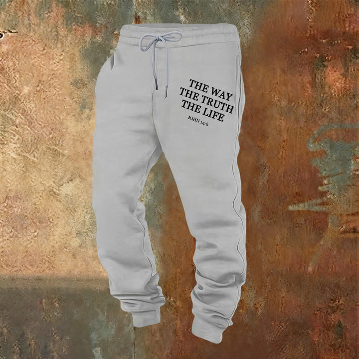 Christianartworkshop Glaube in Bewegung Johannes 14,6 Zitat Jogginghose: Lebe das Versprechen - Hellgrau - 2XL - image 12